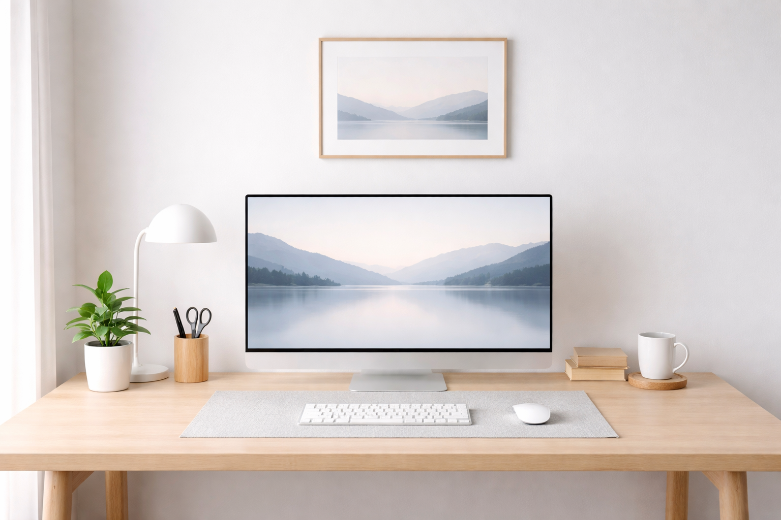 minimalist workspace desk setup